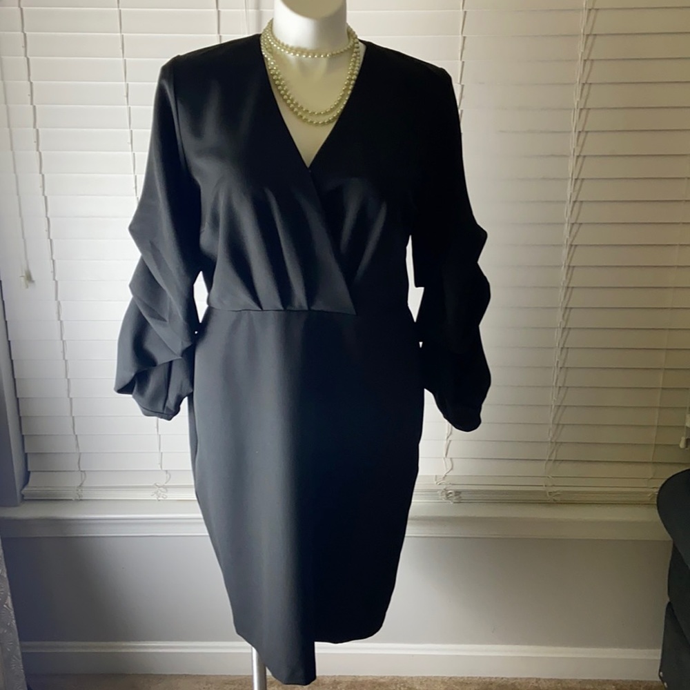 Black V Neck Dress ELOQUII Size 16